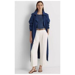 Lauren Ralph Lauren Black Label Featherweight Twill Trench Coat sz: 12 Blue